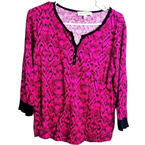 JONES NEW YORK PINK & BLACK TOP SIZE XL - Picture 1 of 5